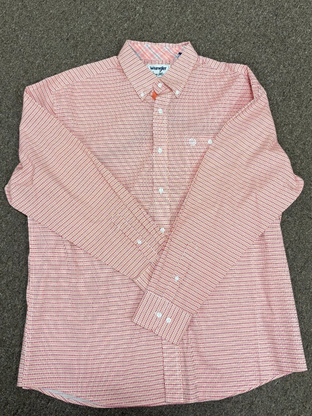 Wrangler Men's George Strait Collection One Pocket Long Sleeve Shirt- Fiesta Red